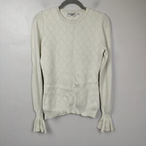 Opening Ceremony Flare Sleeve Sweater Womens Small Cream‎ Argyle Knit Viscose
